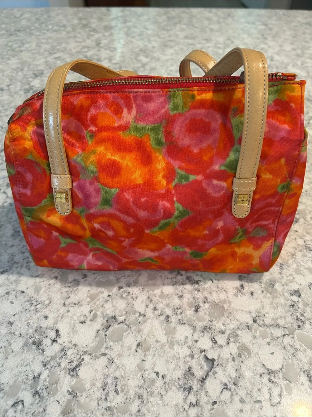 Kate Spade Floral Print Canvas Tote Bag in Red and Orange